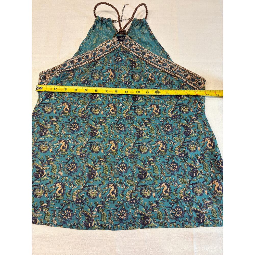 Chaps Halter Top Teal Paisley with Leather Rope Accent Size L - Picture 5 of 5